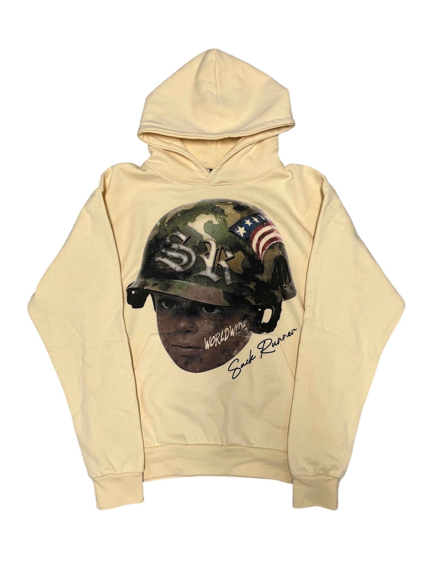 Tan SR Life Is War Hoodie Regular Fit